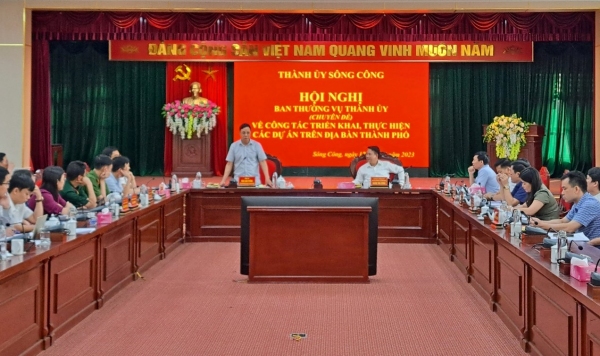 Hội nghị chuyên đề về  công tác triển khai thực hiện dự án trên địa bàn  thành phố Sông Công