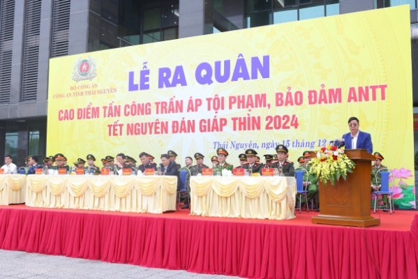 Công an tỉnh Thái Nguyên tổ chức ra quân cao điểm tấn công, trấn áp tội phạm, bảo đảm an ninh, trật tự Tết Nguyên đán Giáp Thìn năm 2024