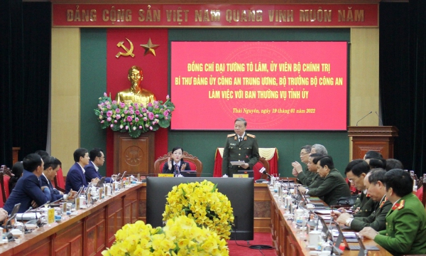 Đại tướng Tô Lâm thăm và làm việc tại Thái Nguyên