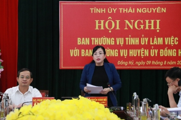 Ban Thường vụ Tỉnh ủy làm việc với Ban Thường vụ Huyện ủy Đồng Hỷ