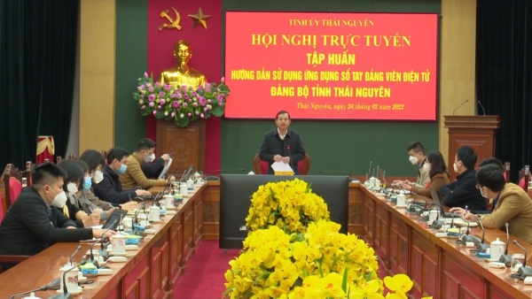 Hội nghị trực tuyến tập huấn, triển khai ứng dụng Sổ tay đảng viên điện tử Đảng bộ tỉnh Thái Nguyên