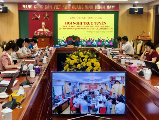 Hội nghị trực tuyến góp ý vào dự thảo báo cáo sơ kết 05 năm thực hiện Quy định số 105-QĐ/TW của Bộ Chính trị khóa XII