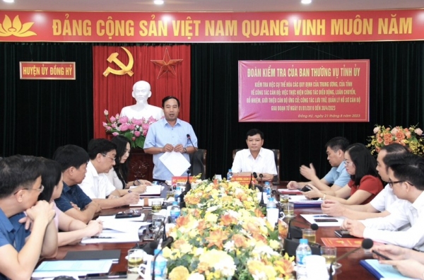 Ban Thường vụ Tỉnh ủy kiểm tra về công tác cán bộ