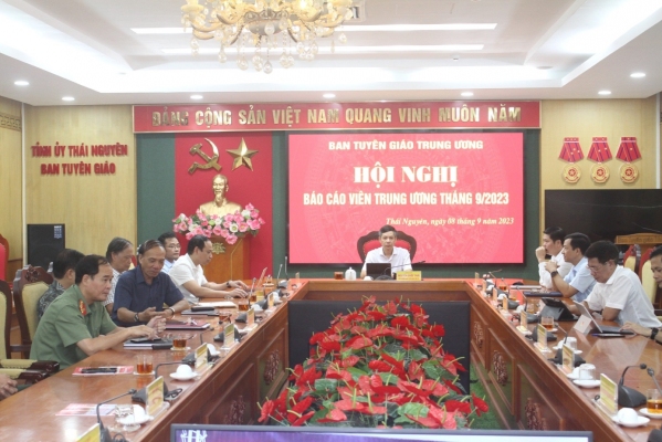 Trên 1000 đại biểu của tỉnh Thái Nguyên tham dự Hội nghị trực tuyến Báo cáo viên Trung ương tháng 9/2023