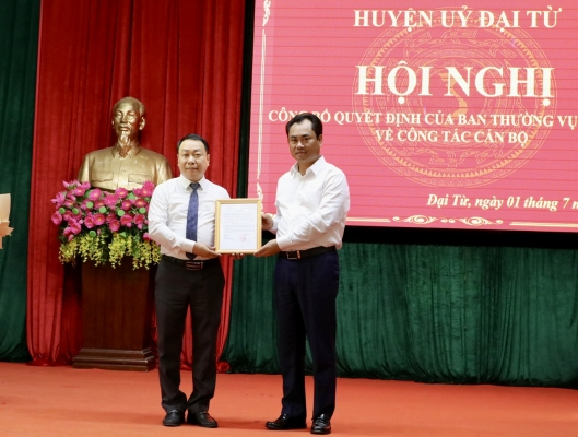 Công bố Quyết định của Ban Thường vụ Tỉnh ủy về công tác cán bộ tại huyện Đại Từ