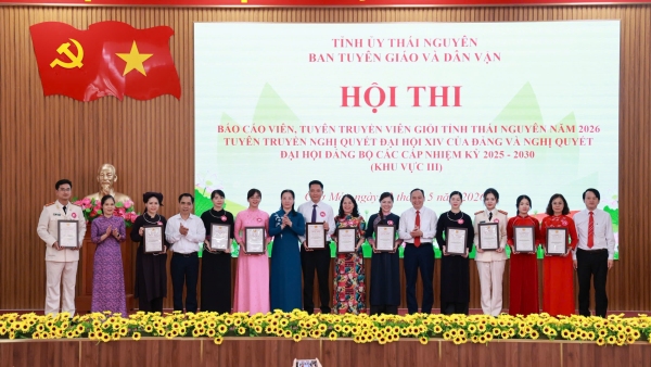 Hội thi Báo cáo viên, tuyên truyền viên giỏi tỉnh Thái Nguyên năm 2026 - khu vực III thành công tốt đẹp
