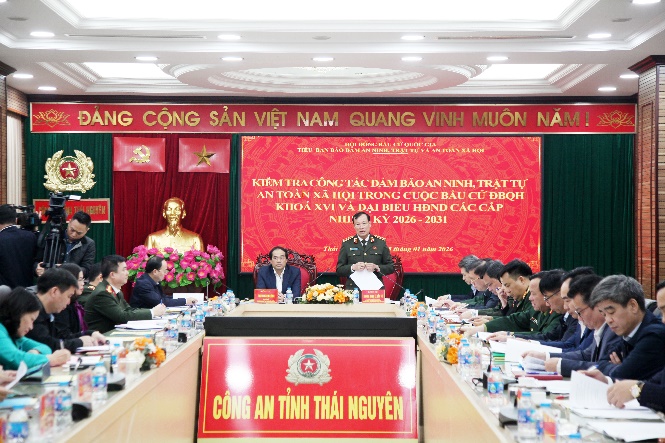 Đoàn kiểm tra, giám sát của Hội đồng Bầu cử quốc gia kiểm tra công tác bảo đảm an ninh, trật tự tại tỉnh Thái Nguyên